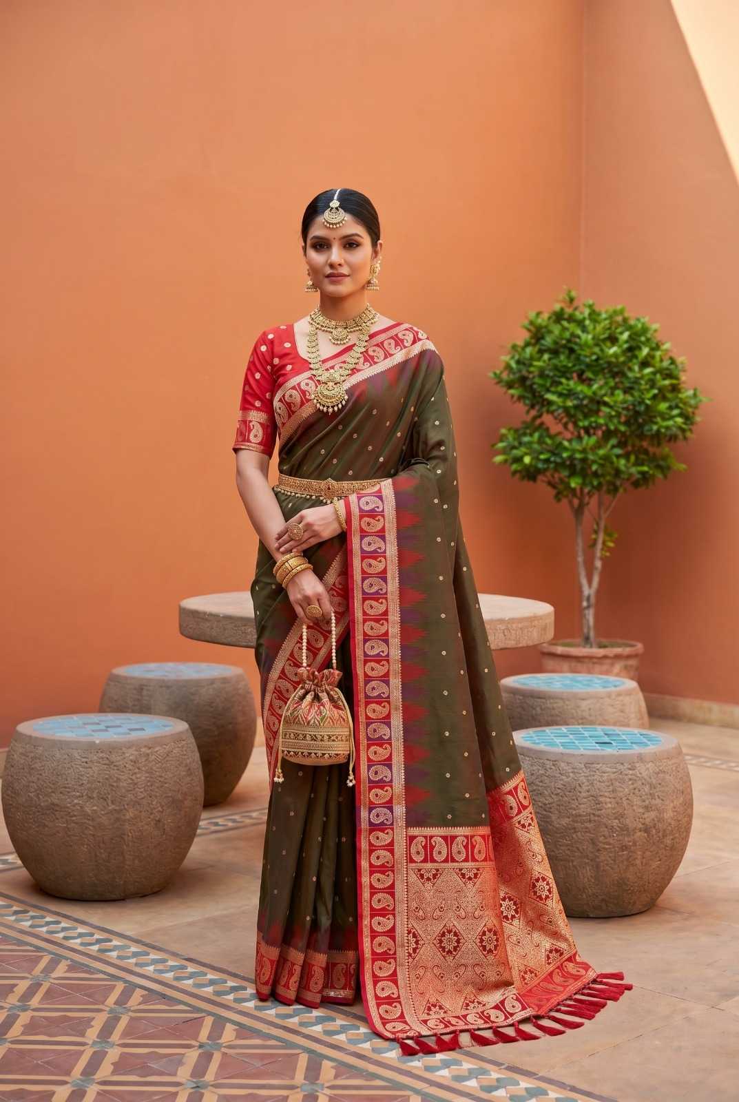 Rich Banarasi Soft Silk Zari Border Saree