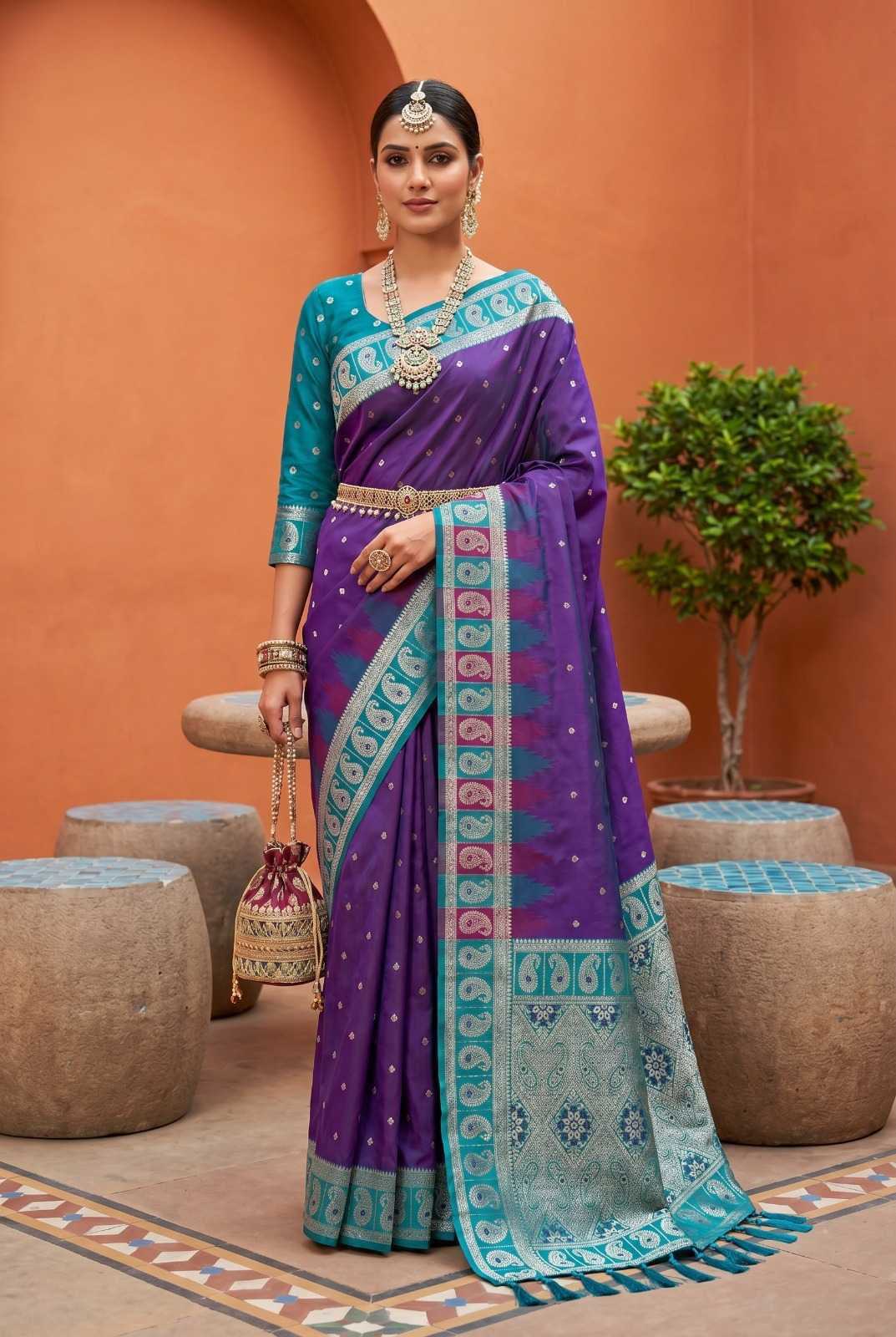 Rich Banarasi Soft Silk Zari Border Saree