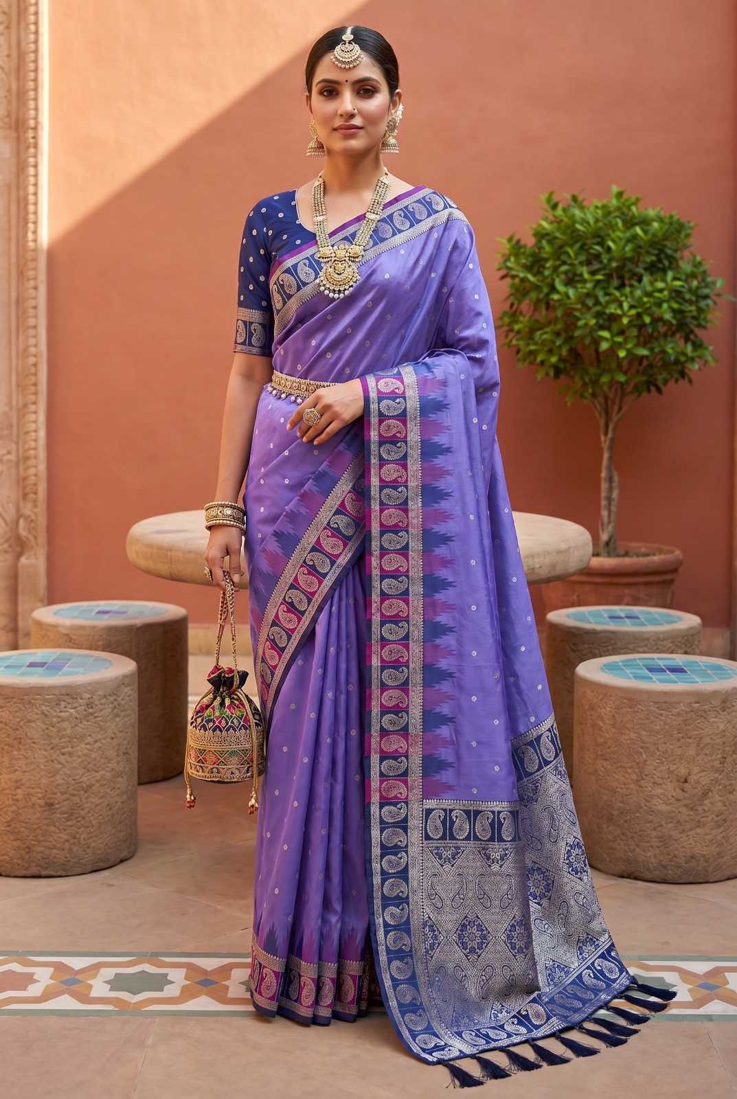 Rich Banarasi Soft Silk Zari Border Saree
