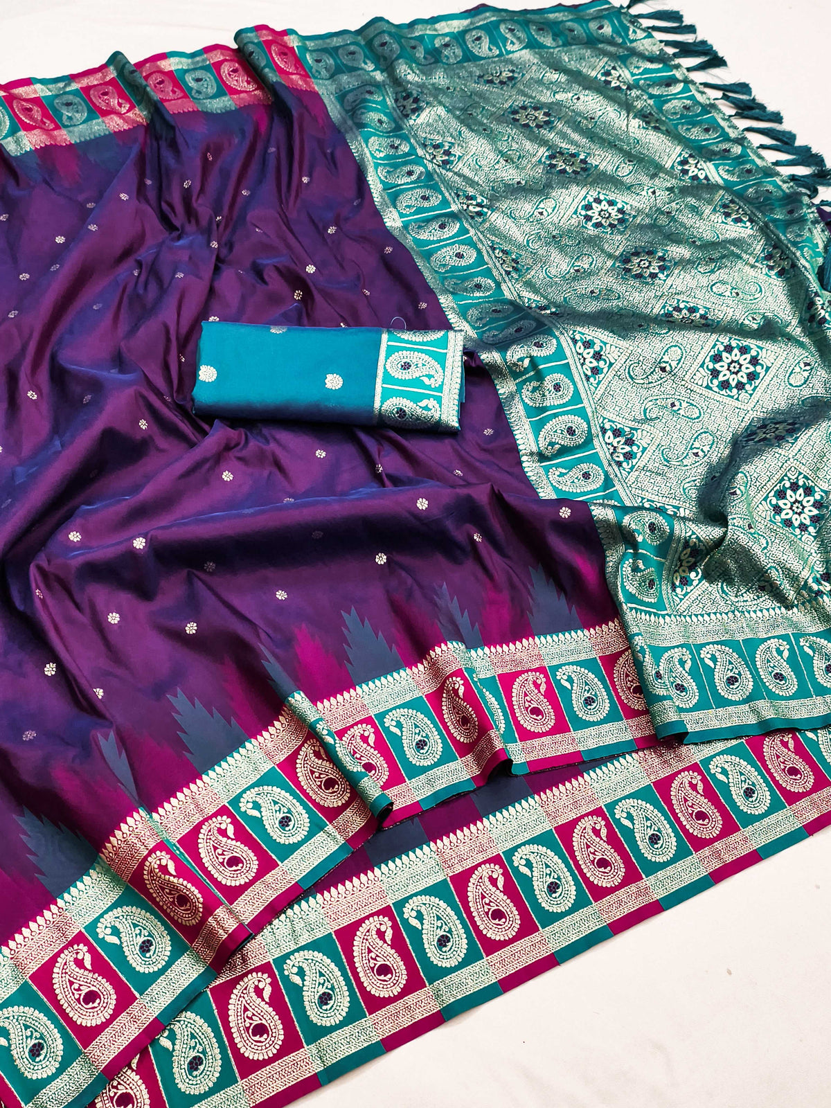 Rich Banarasi Soft Silk Zari Border Saree