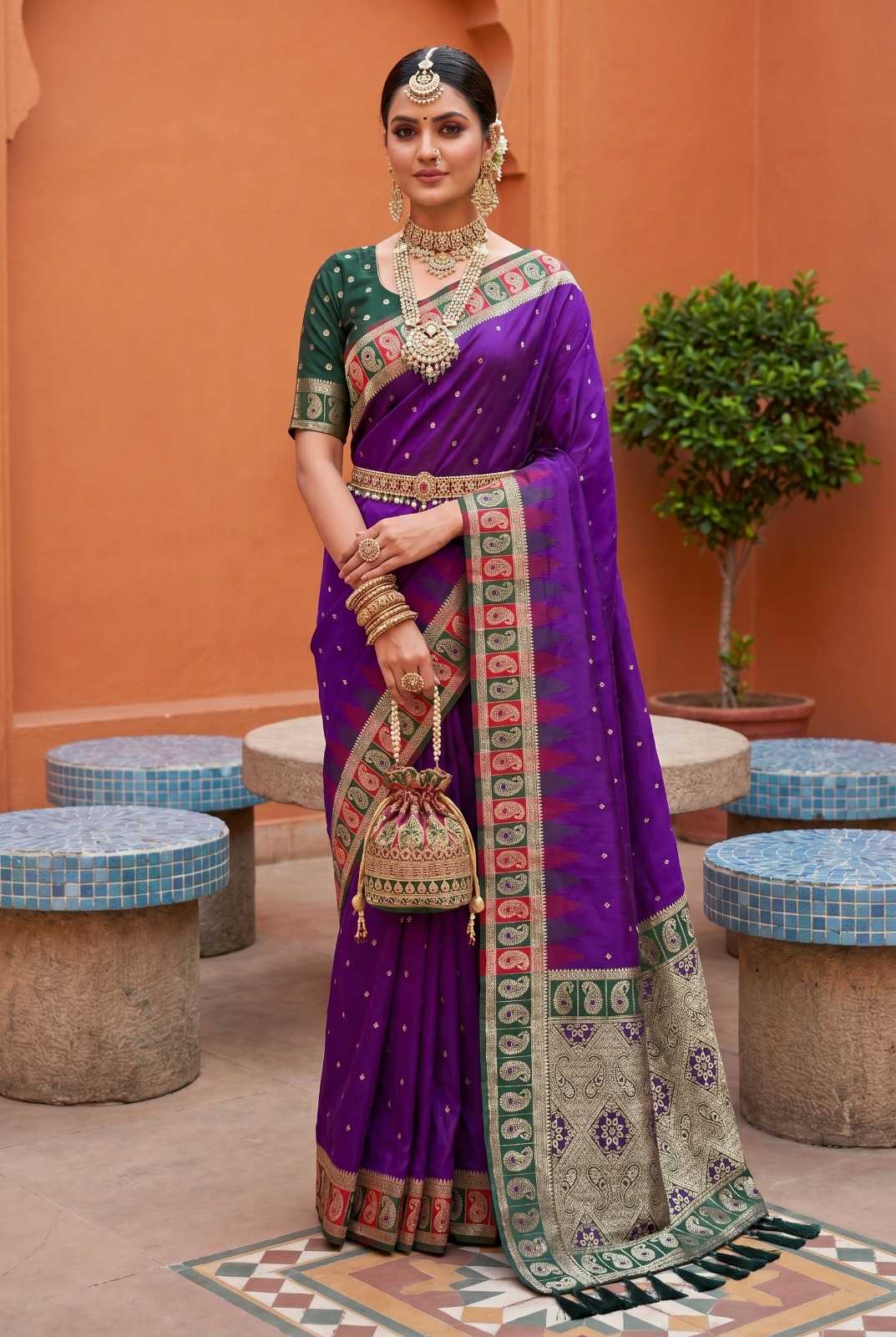 Rich Banarasi Soft Silk Zari Border Saree