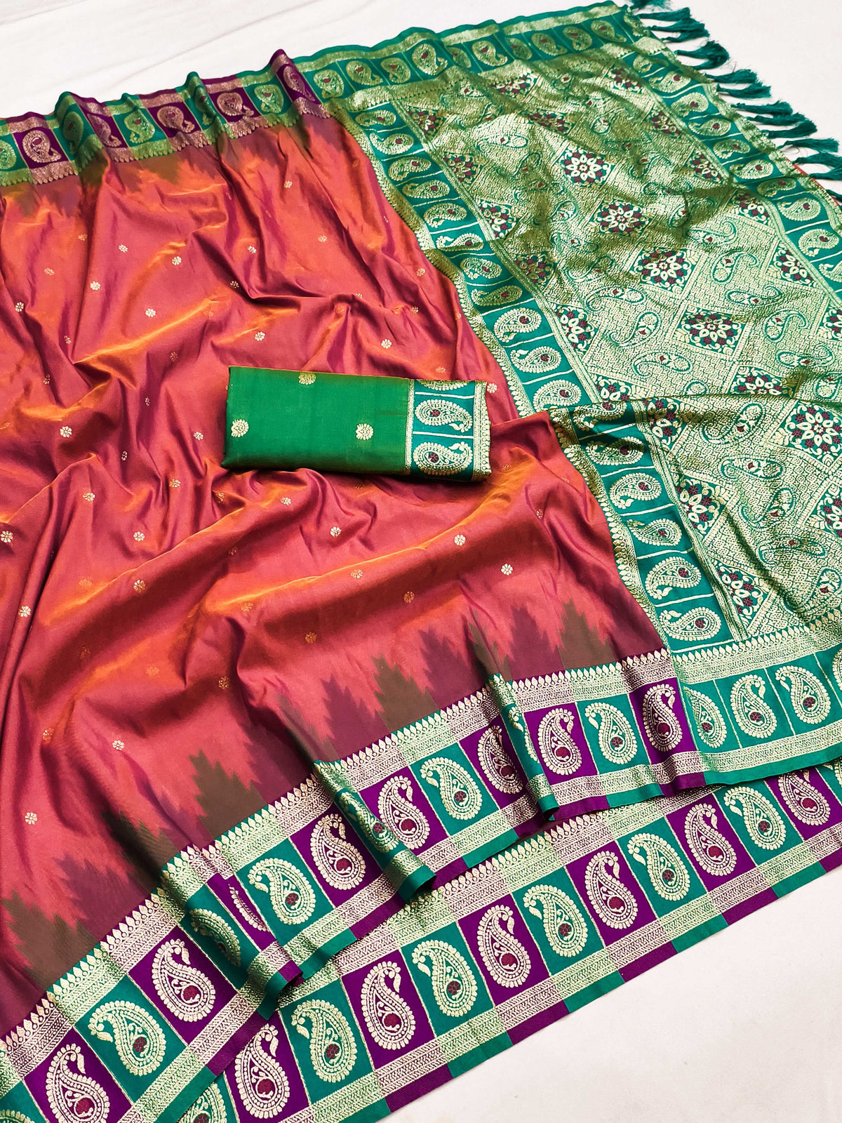 Rich Banarasi Soft Silk Zari Border Saree