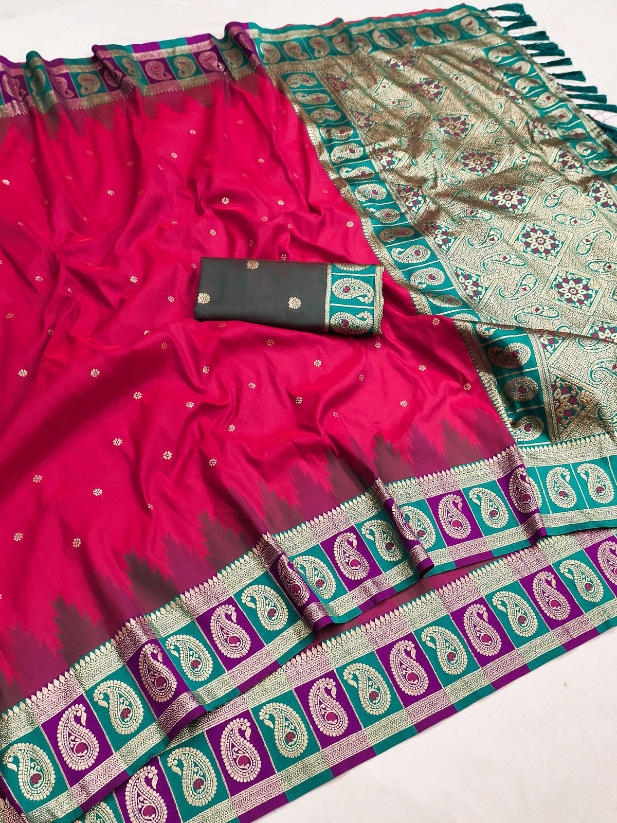 Rich Banarasi Soft Silk Zari Border Saree