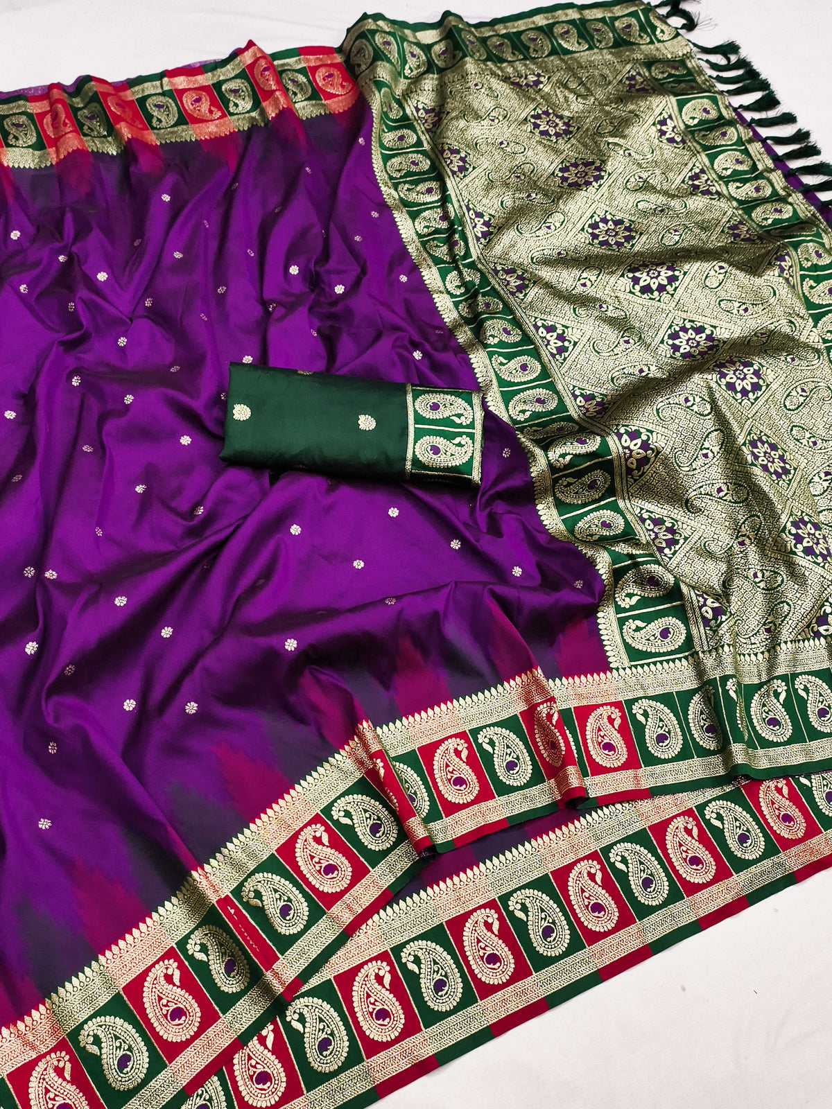Rich Banarasi Soft Silk Zari Border Saree