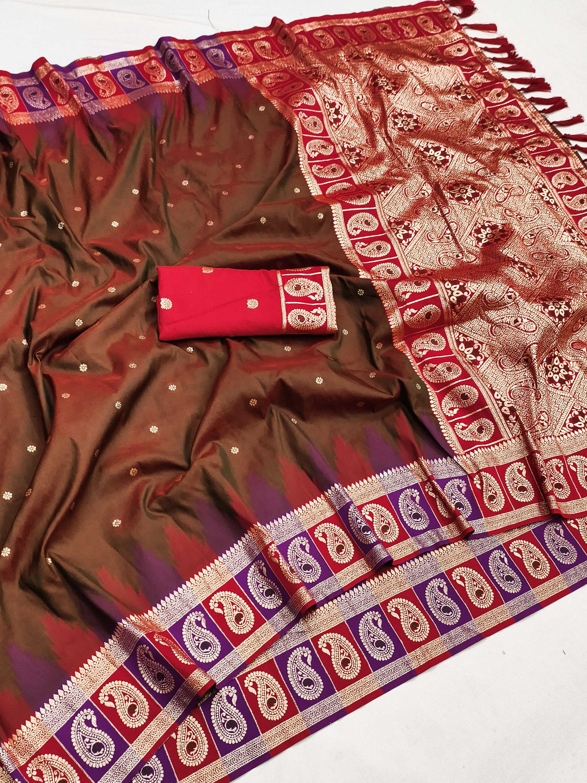 Rich Banarasi Soft Silk Zari Border Saree