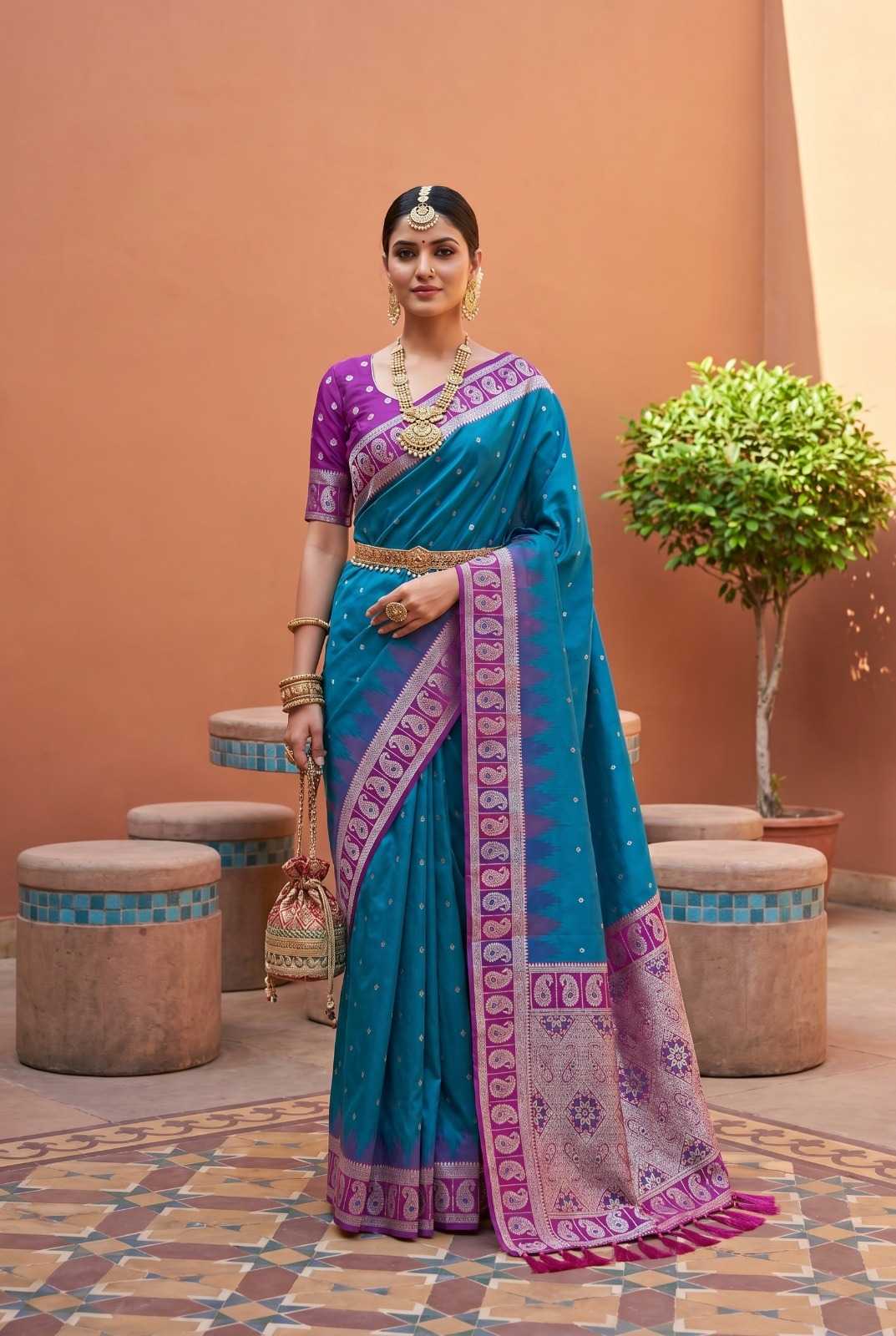 Rich Banarasi Soft Silk Zari Border Saree