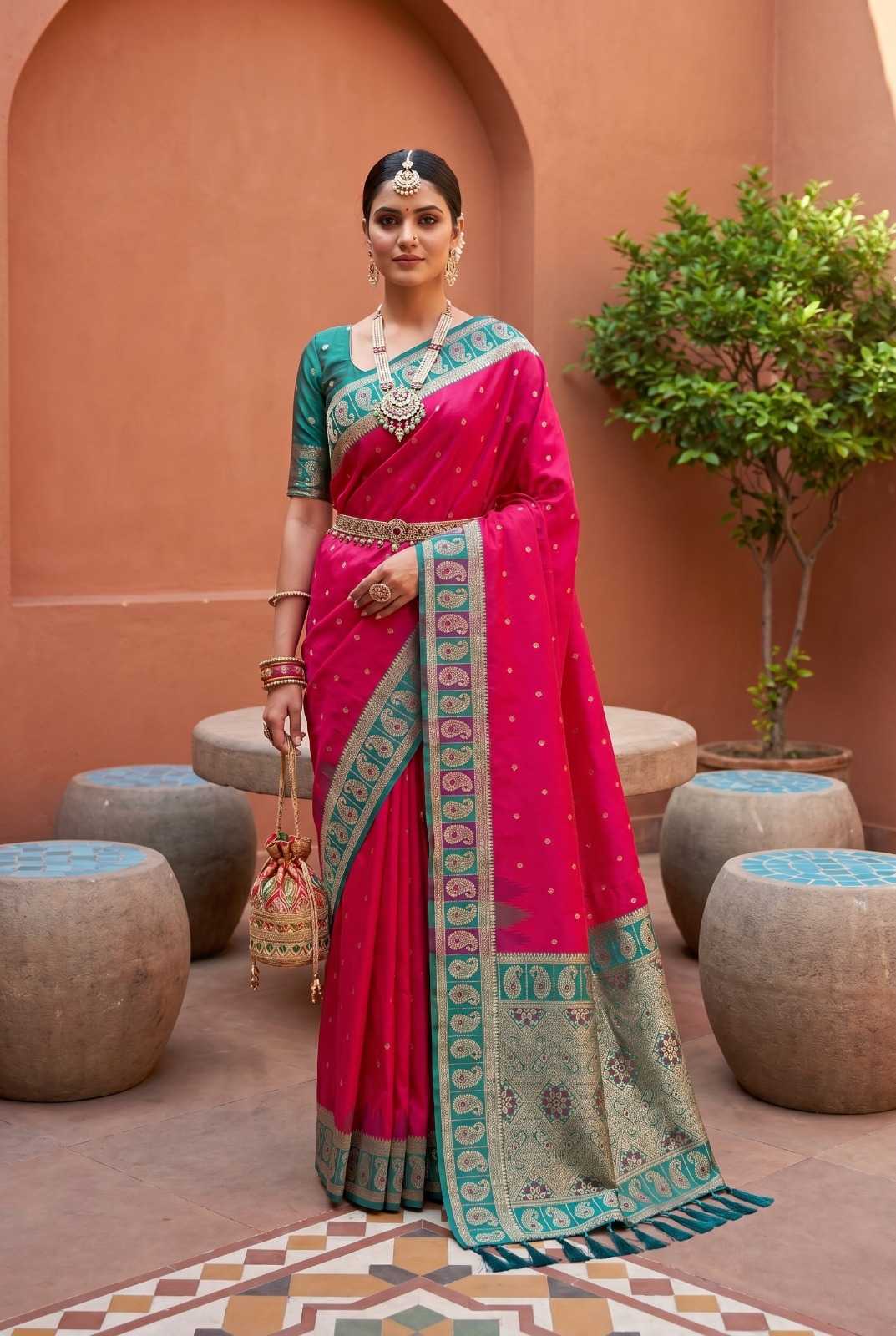 Rich Banarasi Soft Silk Zari Border Saree