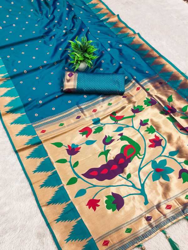 Temple Paithani Silk Zari Border Saree