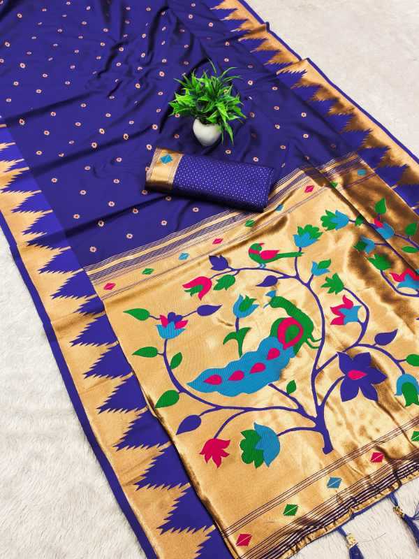 Temple Paithani Silk Zari Border Saree