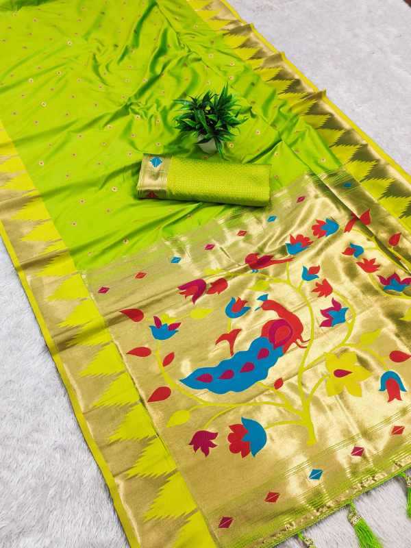 Temple Paithani Silk Zari Border Saree