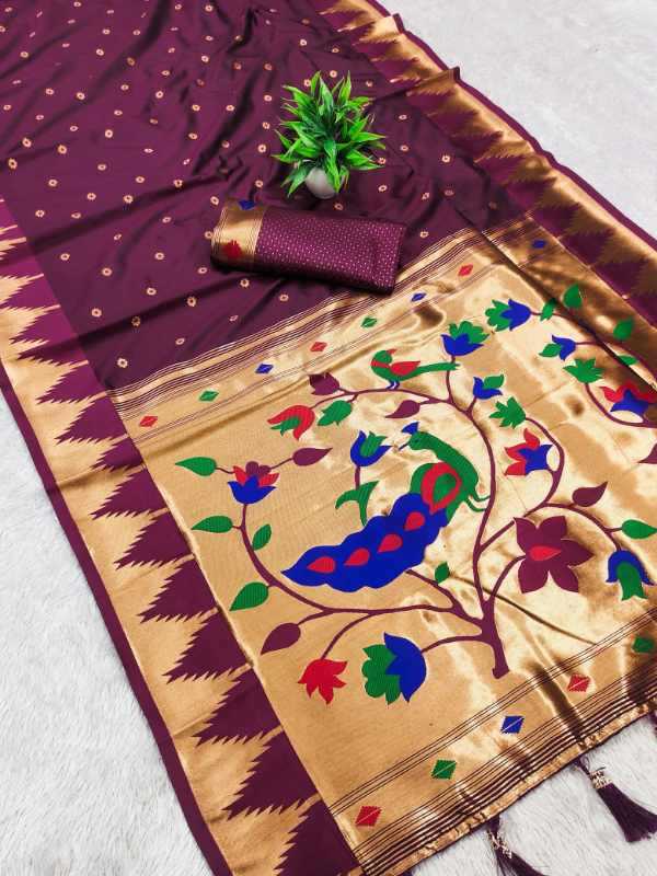 Temple Paithani Silk Zari Border Saree
