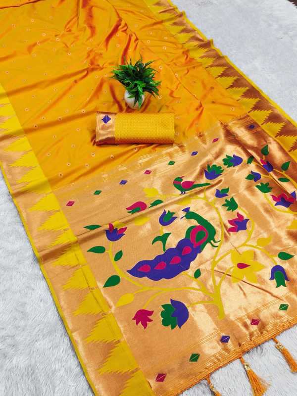 Temple Paithani Silk Zari Border Saree