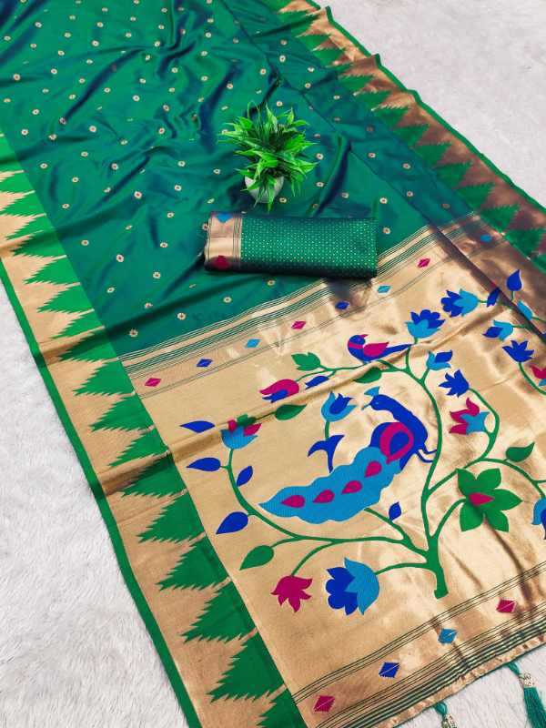 Temple Paithani Silk Zari Border Saree