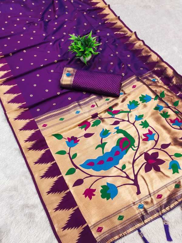 Temple Paithani Silk Zari Border Saree