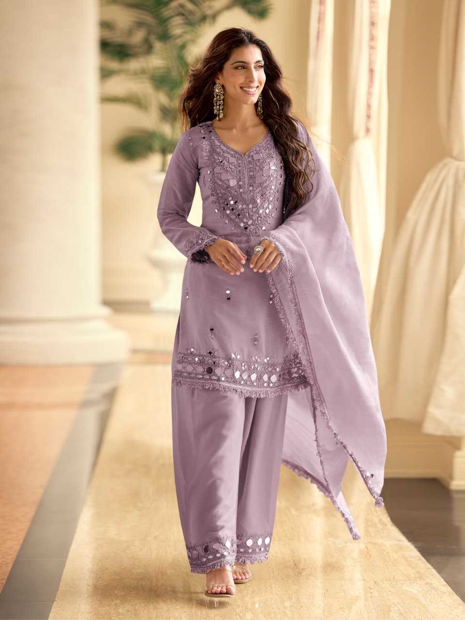 Shimmer Silk Palazzo Suit