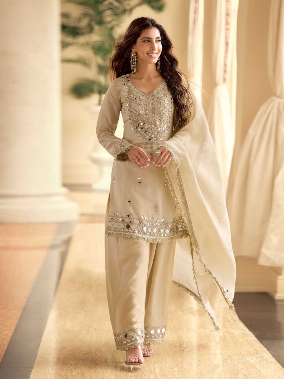 Shimmer Silk Palazzo Suit