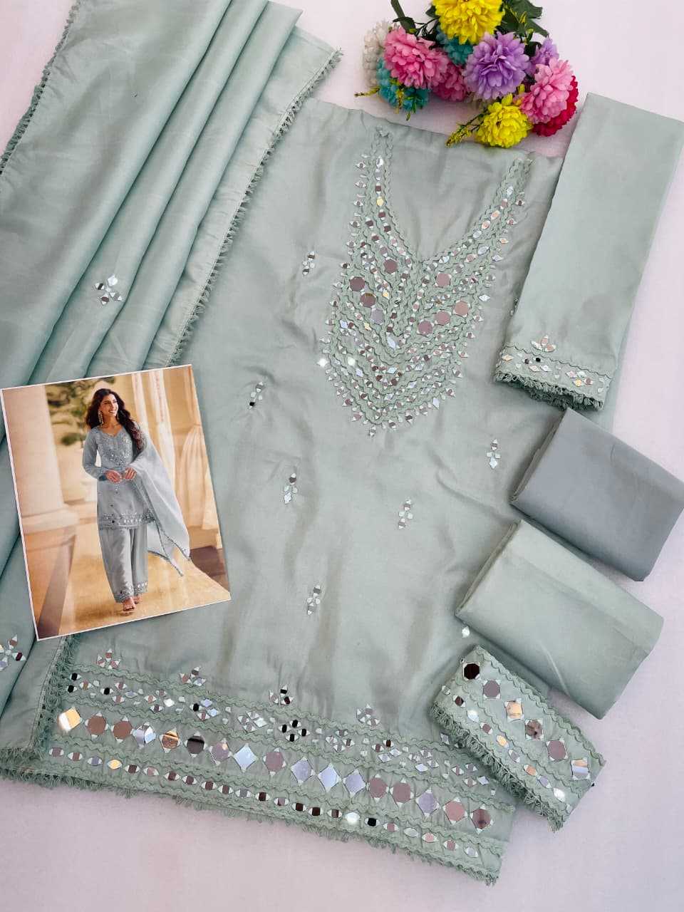 Shimmer Silk Palazzo Suit