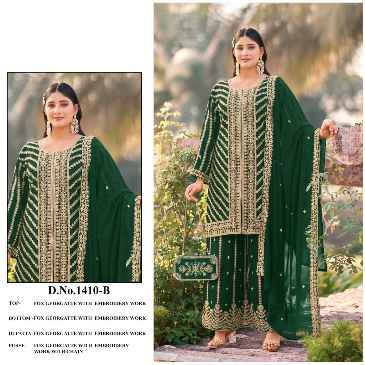 Georgette Embroidery Suit in Pink
