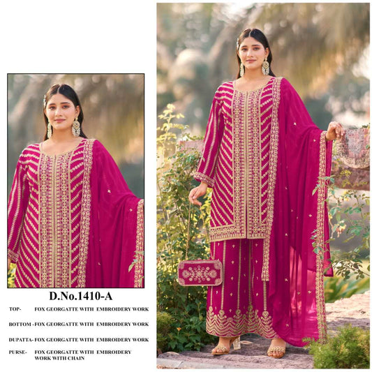 Georgette Embroidery Suit in Pink