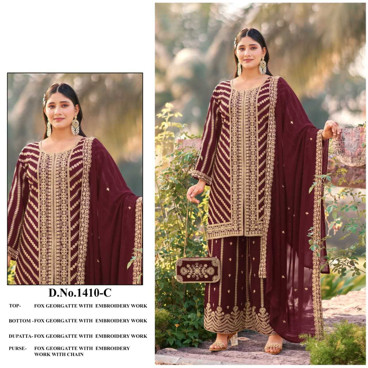Georgette Embroidery Suit in Pink