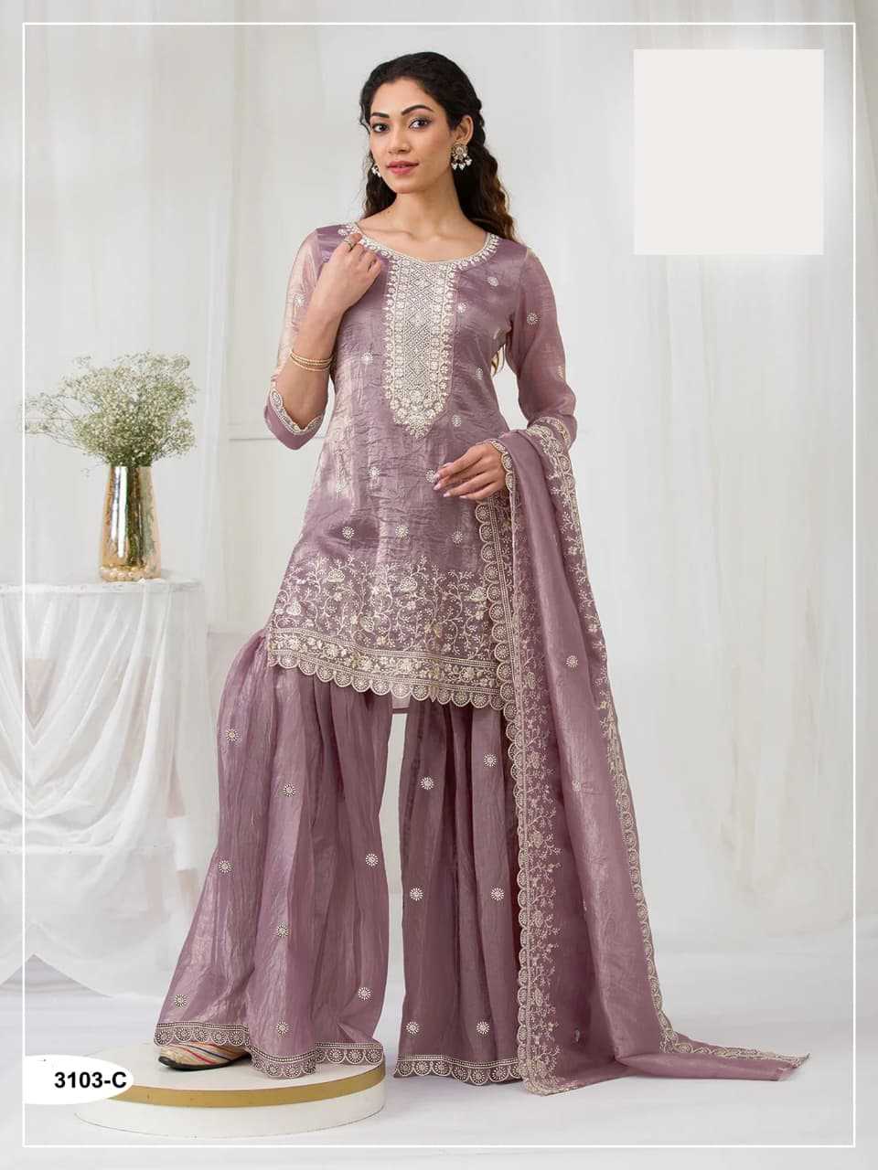 Georgette Embroidery Suit in Blue