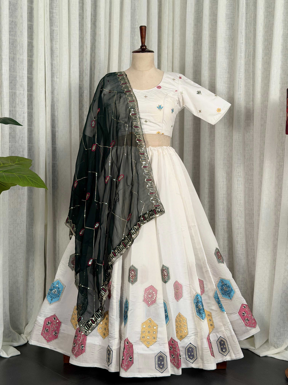 Heavy Roman Silk Embroidered Lehenga JT-143684