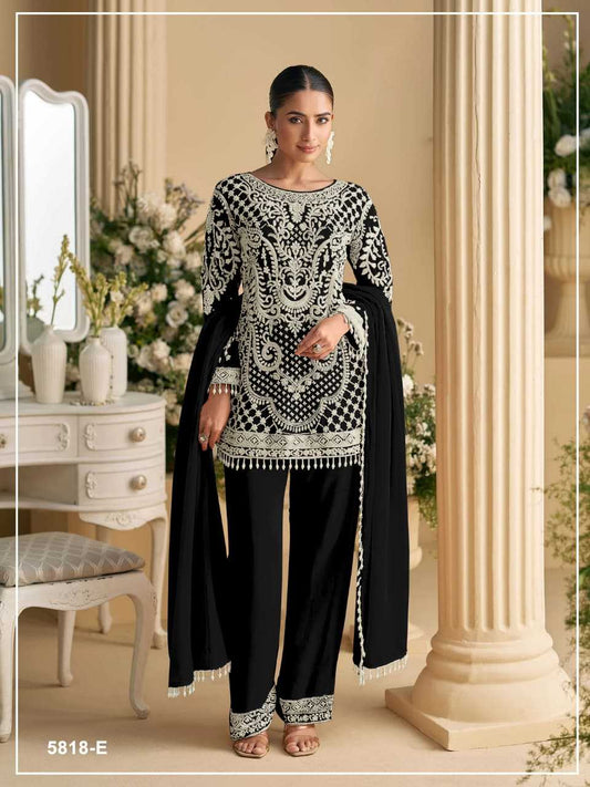 Georgette Embroidery Suit in White