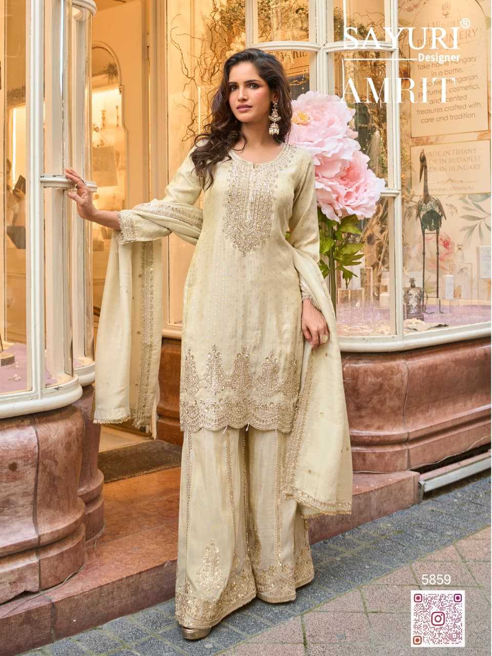 Viscose Embroidery Suit in Pink