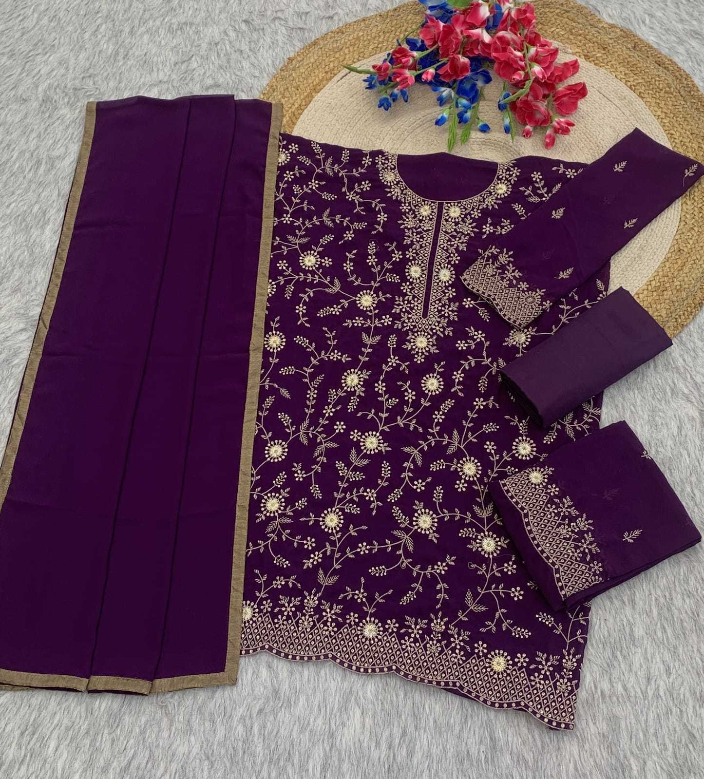 Heavy Silk Embroidery Suit