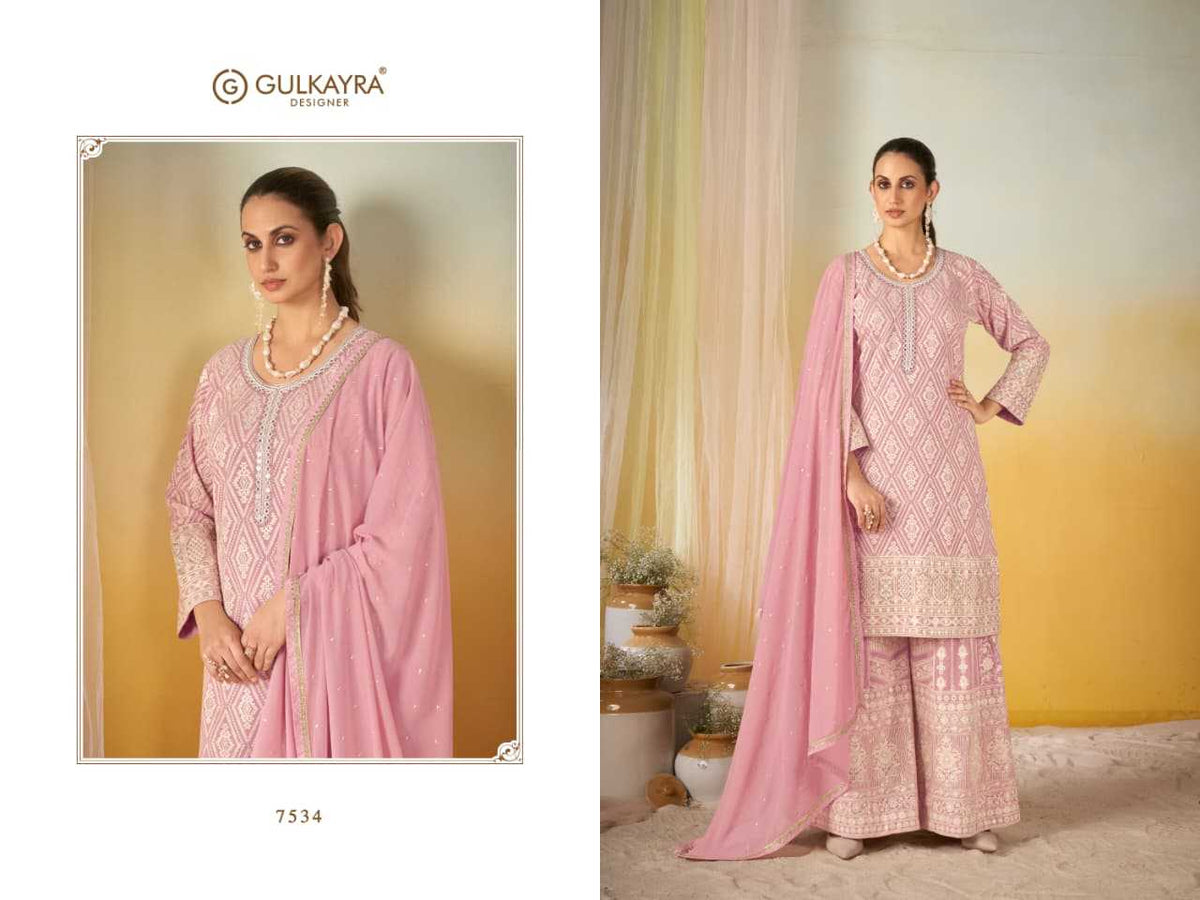 Georgette Embroidery Suit in White
