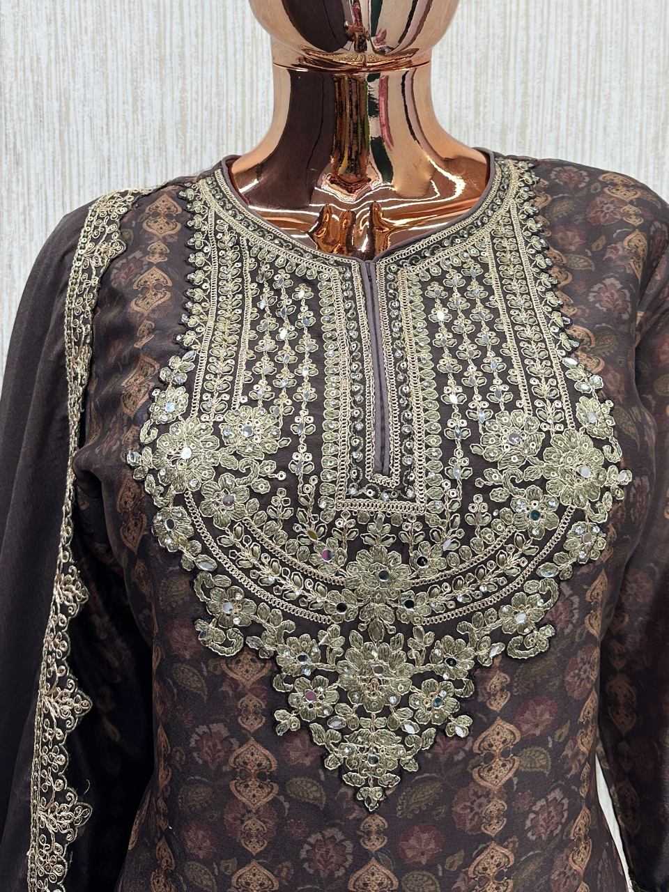 Chinon Silk Embroidery Suit