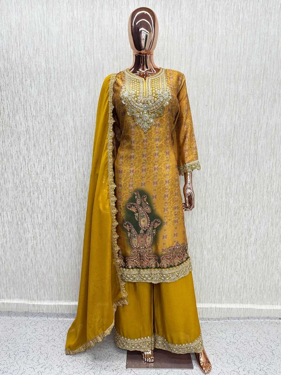Chinon Silk Embroidery Suit