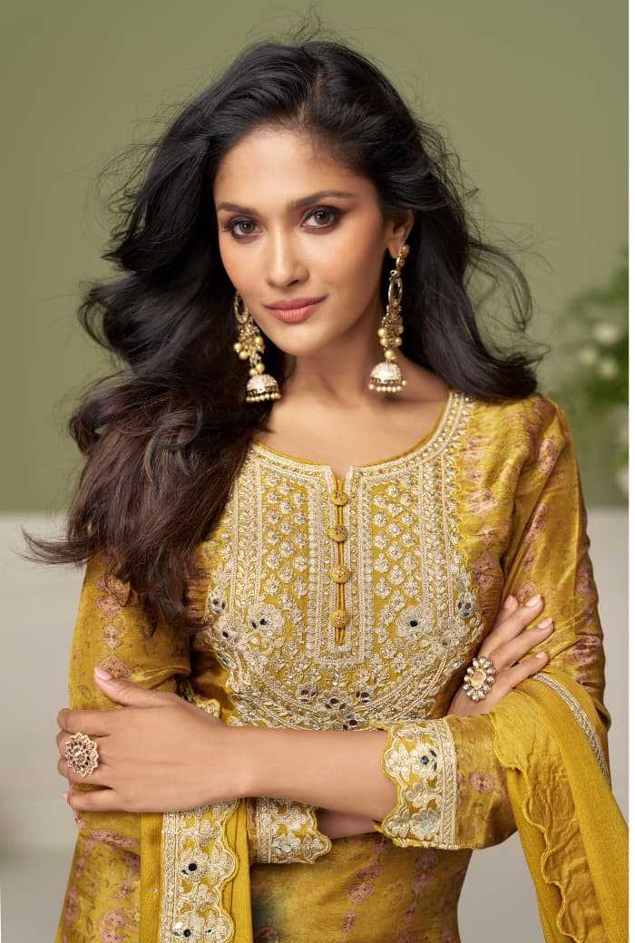 Chinon Silk Embroidery Suit