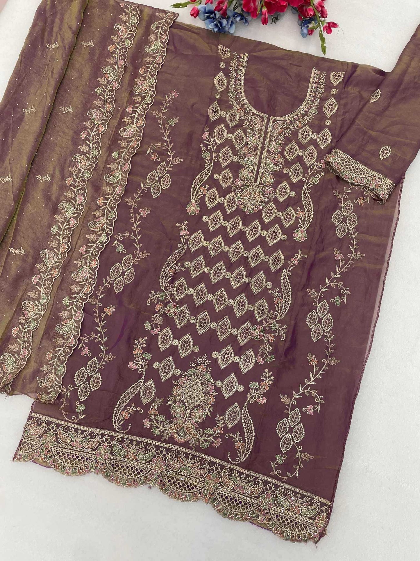 Dull Moss Embroidery Suit