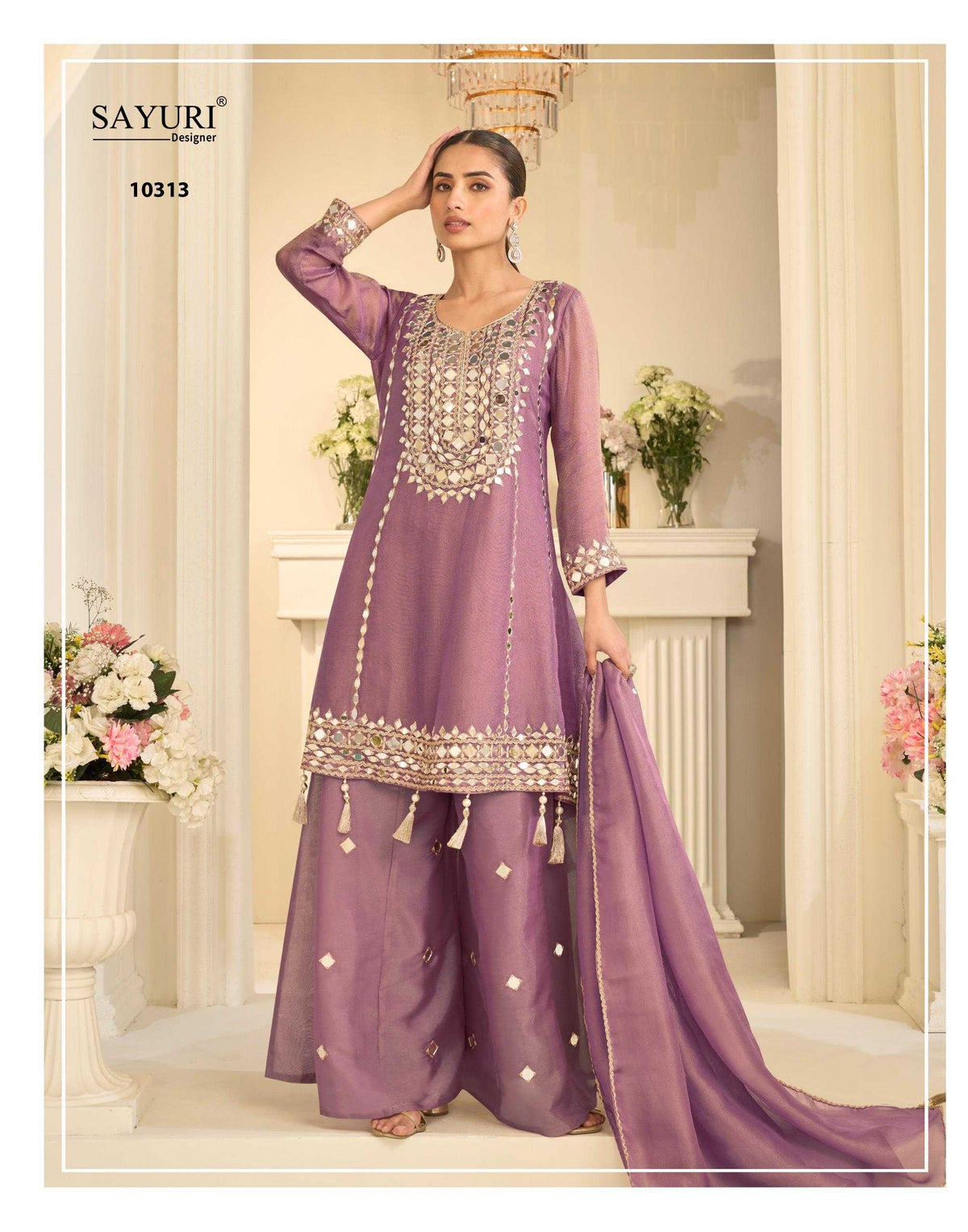 Shimmer Silk Embroidery Suit