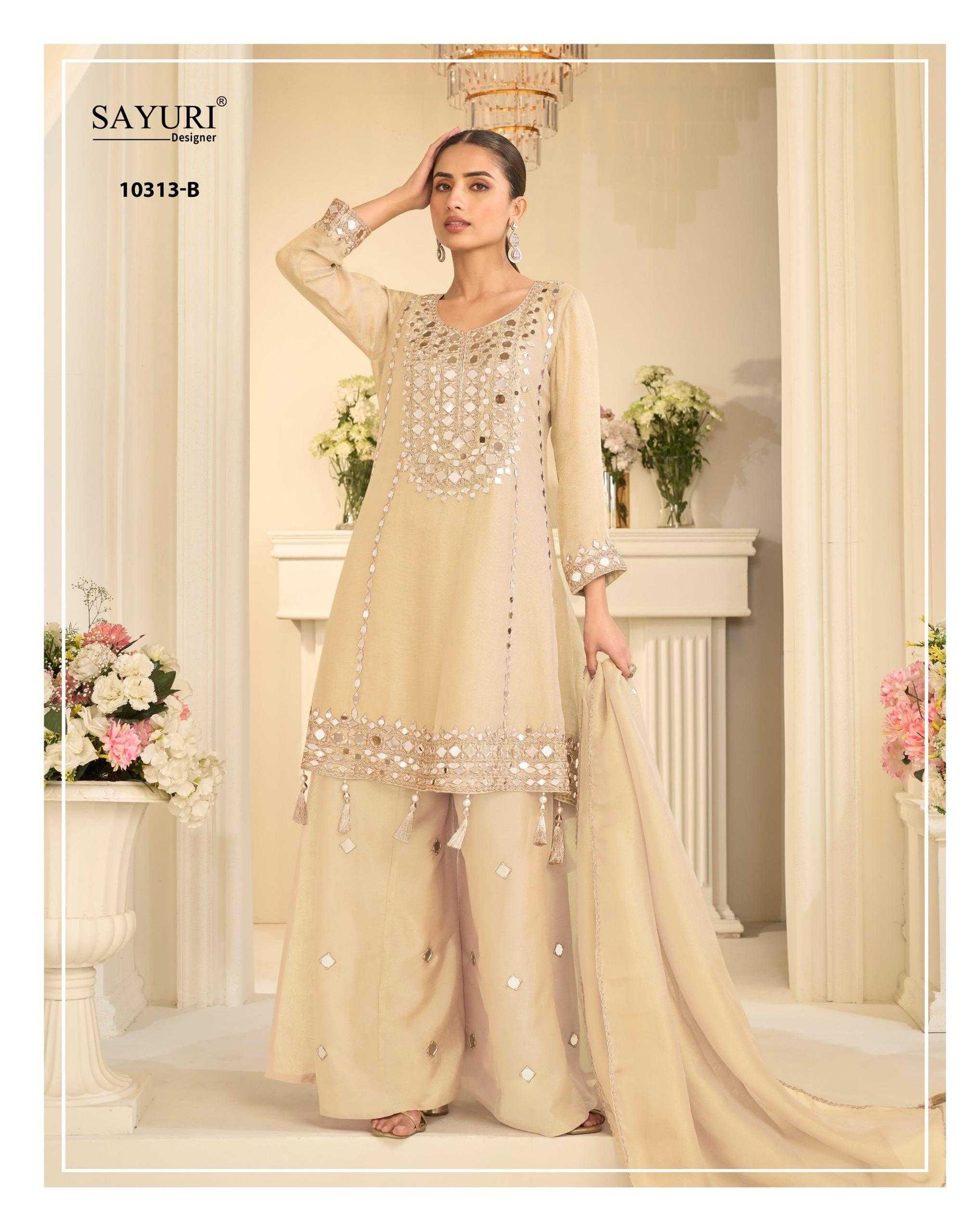 Shimmer Silk Embroidery Suit