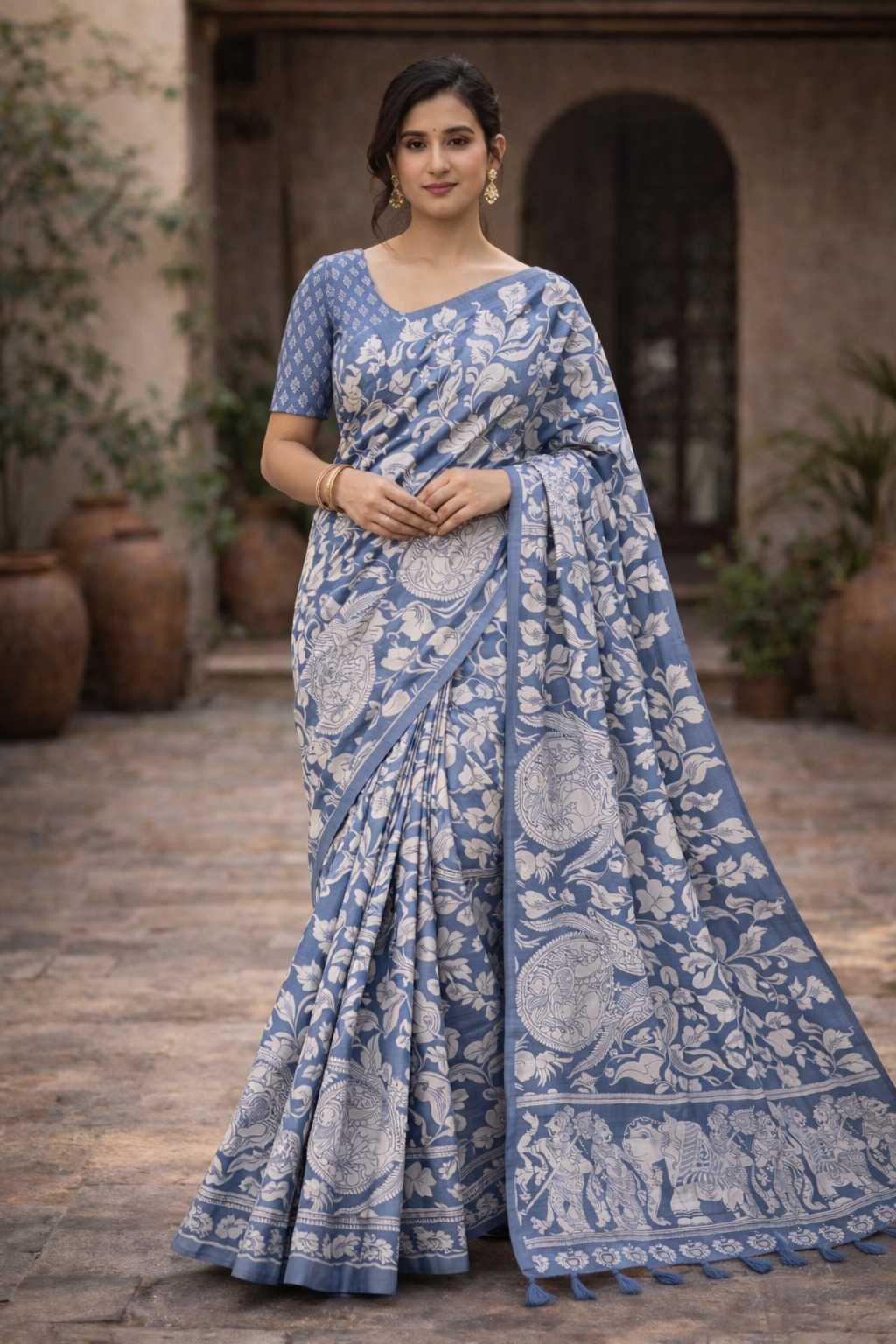 Tussar Silk Printed Saree