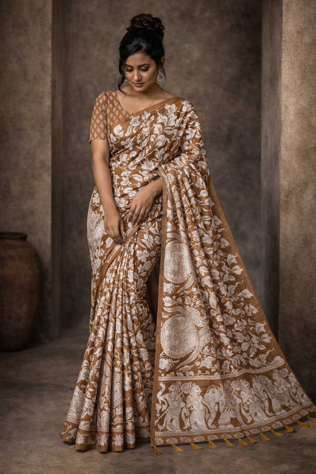 Tussar Silk Printed Saree