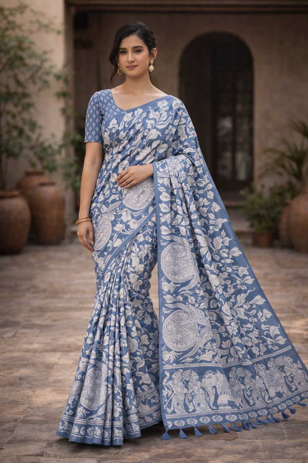 Tussar Silk Printed Saree