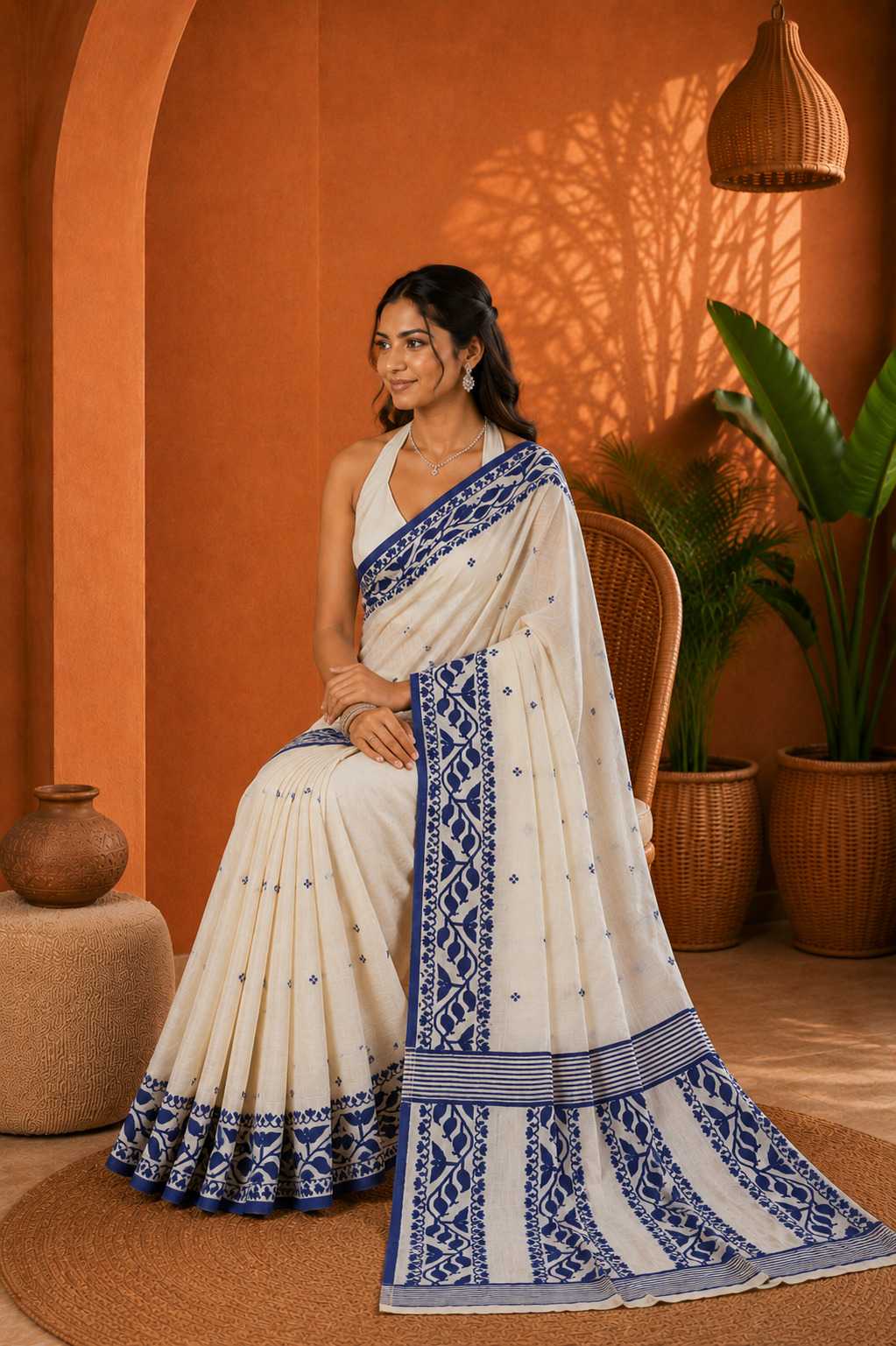 Ikkat Soft Silk Floral Saree