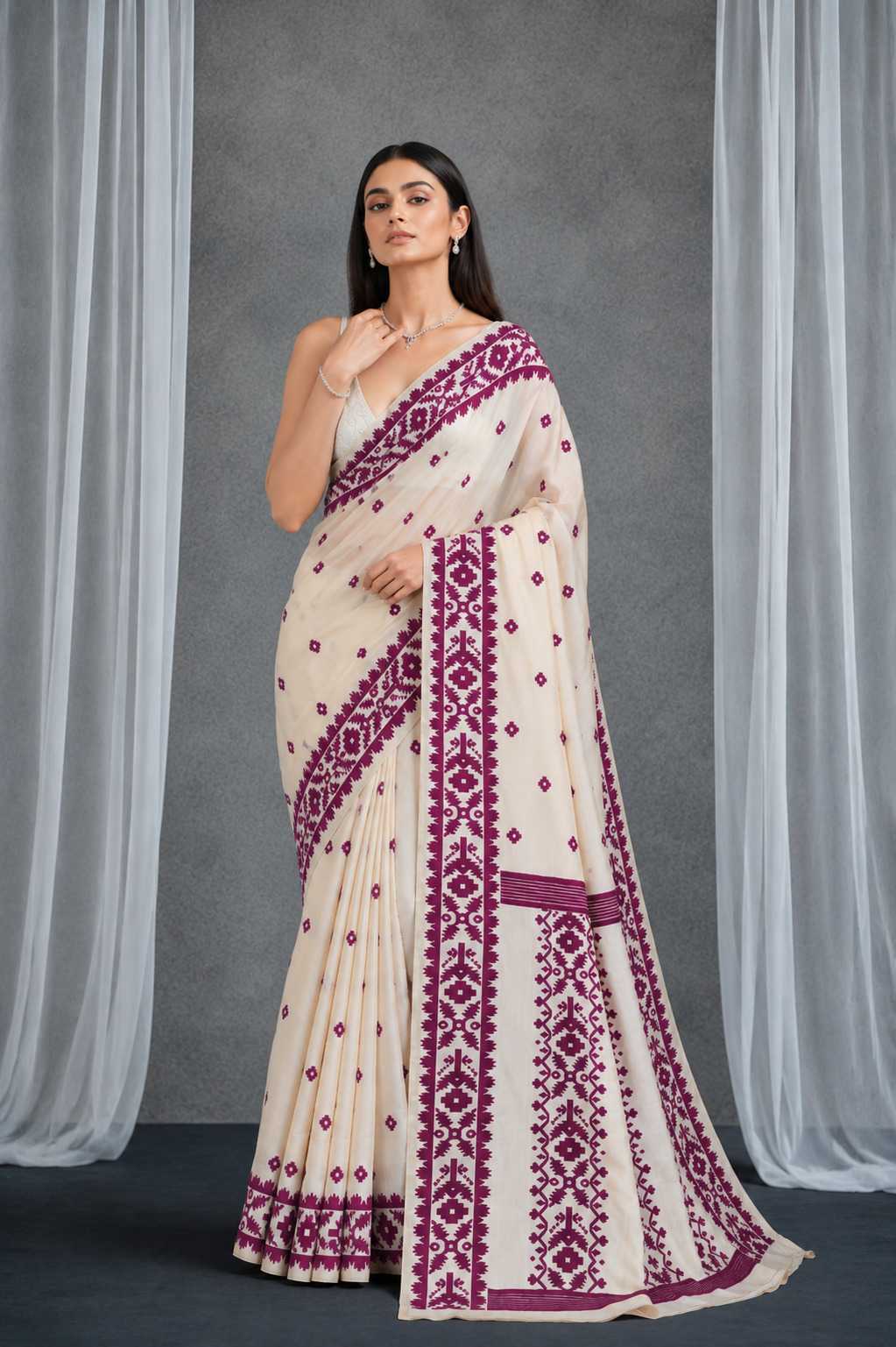Ikkat Soft Silk Floral Saree