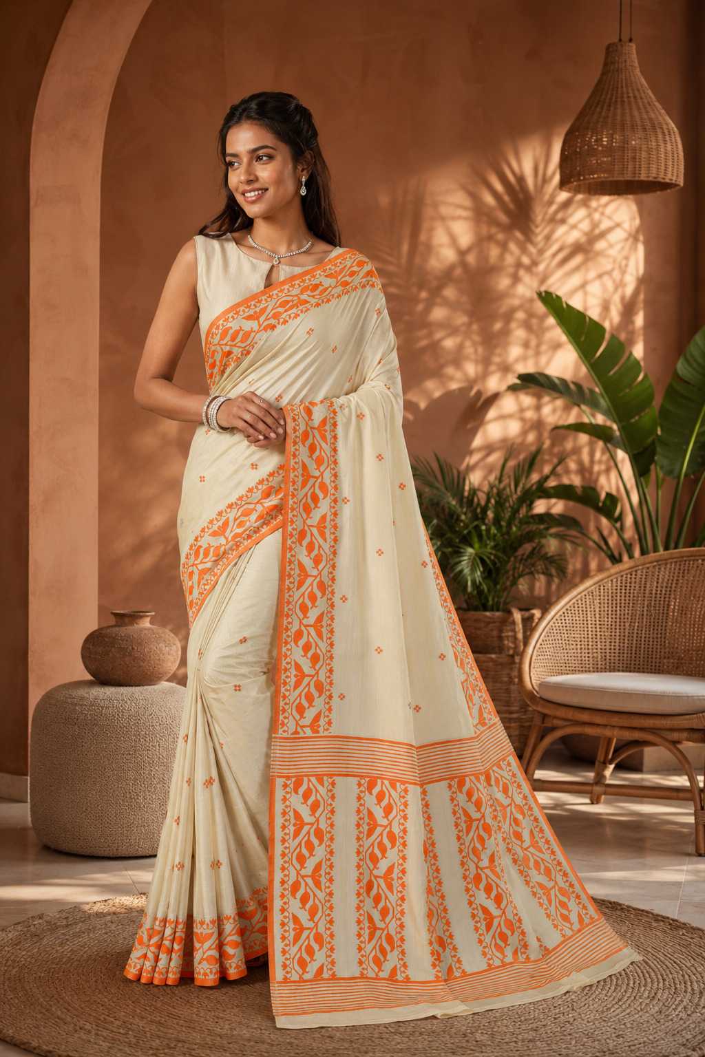 Ikkat Soft Silk Floral Saree