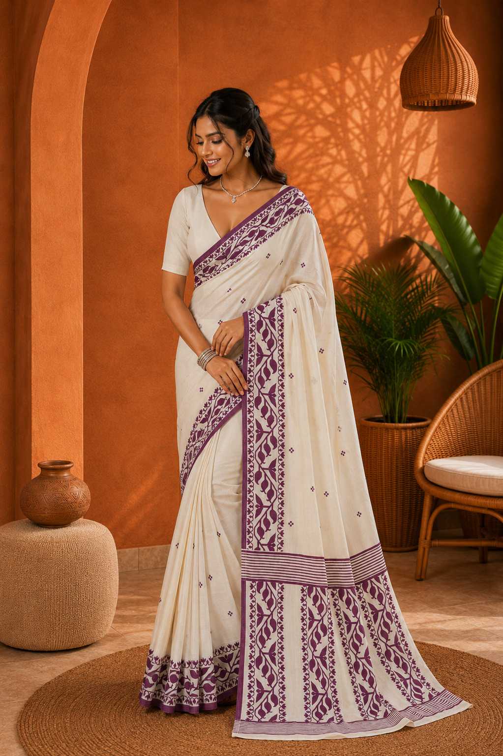 Ikkat Soft Silk Floral Saree
