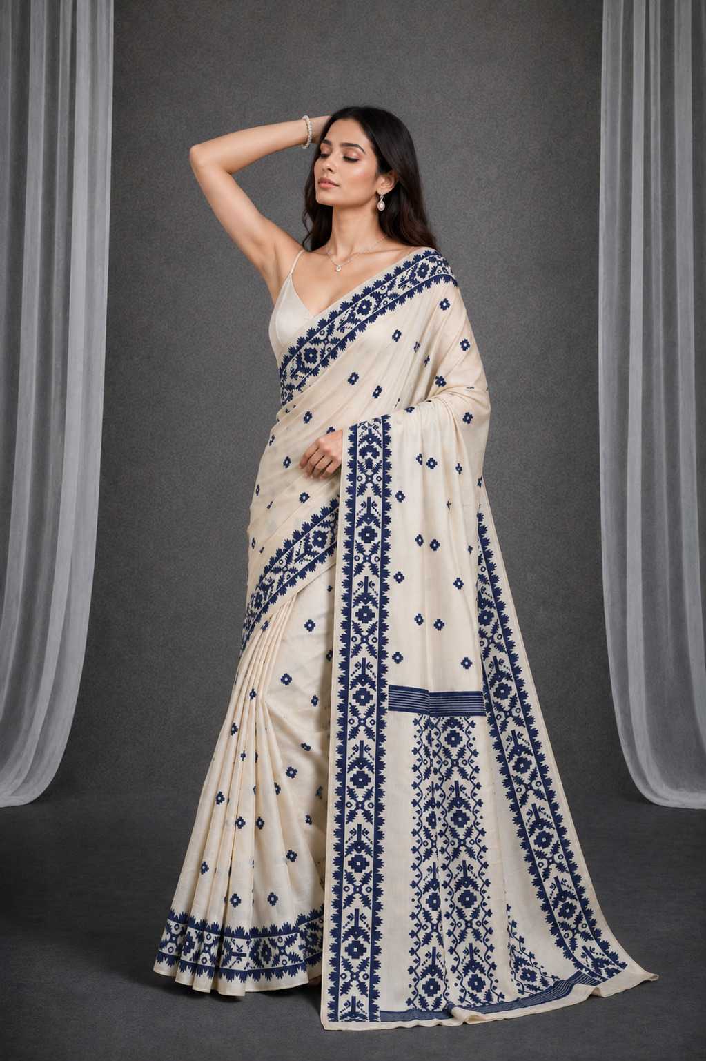 Ikkat Soft Silk Floral Saree
