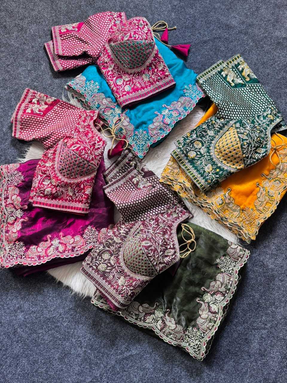 Satin Embroidered Saree