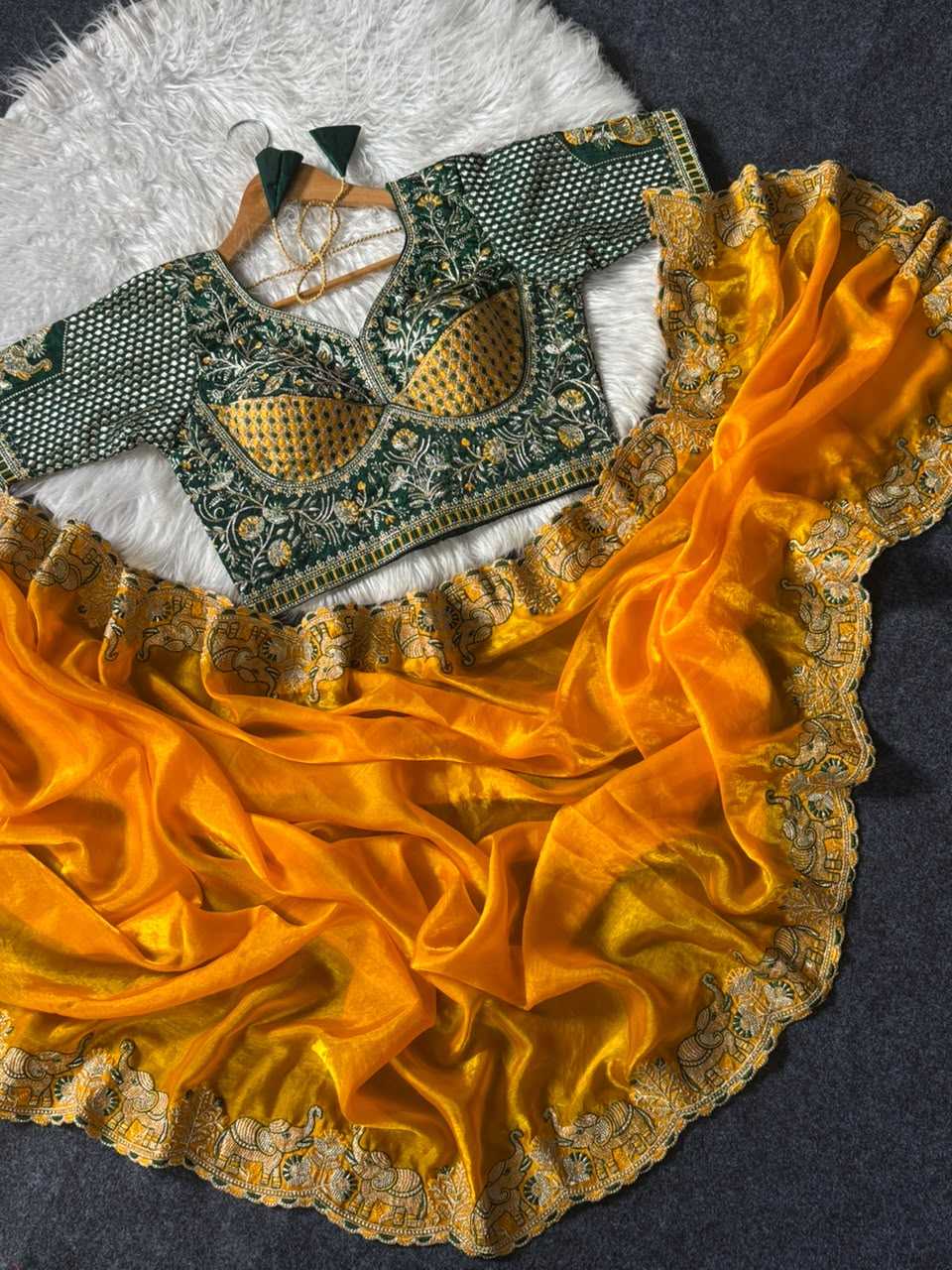 Satin Embroidered Saree