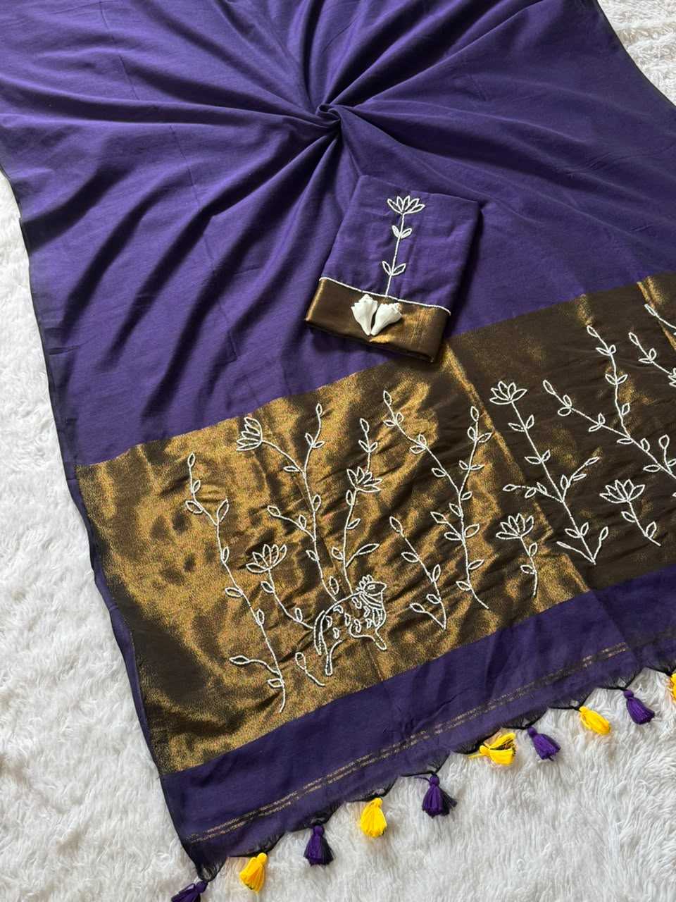 Cotton Designer Saree in Purple