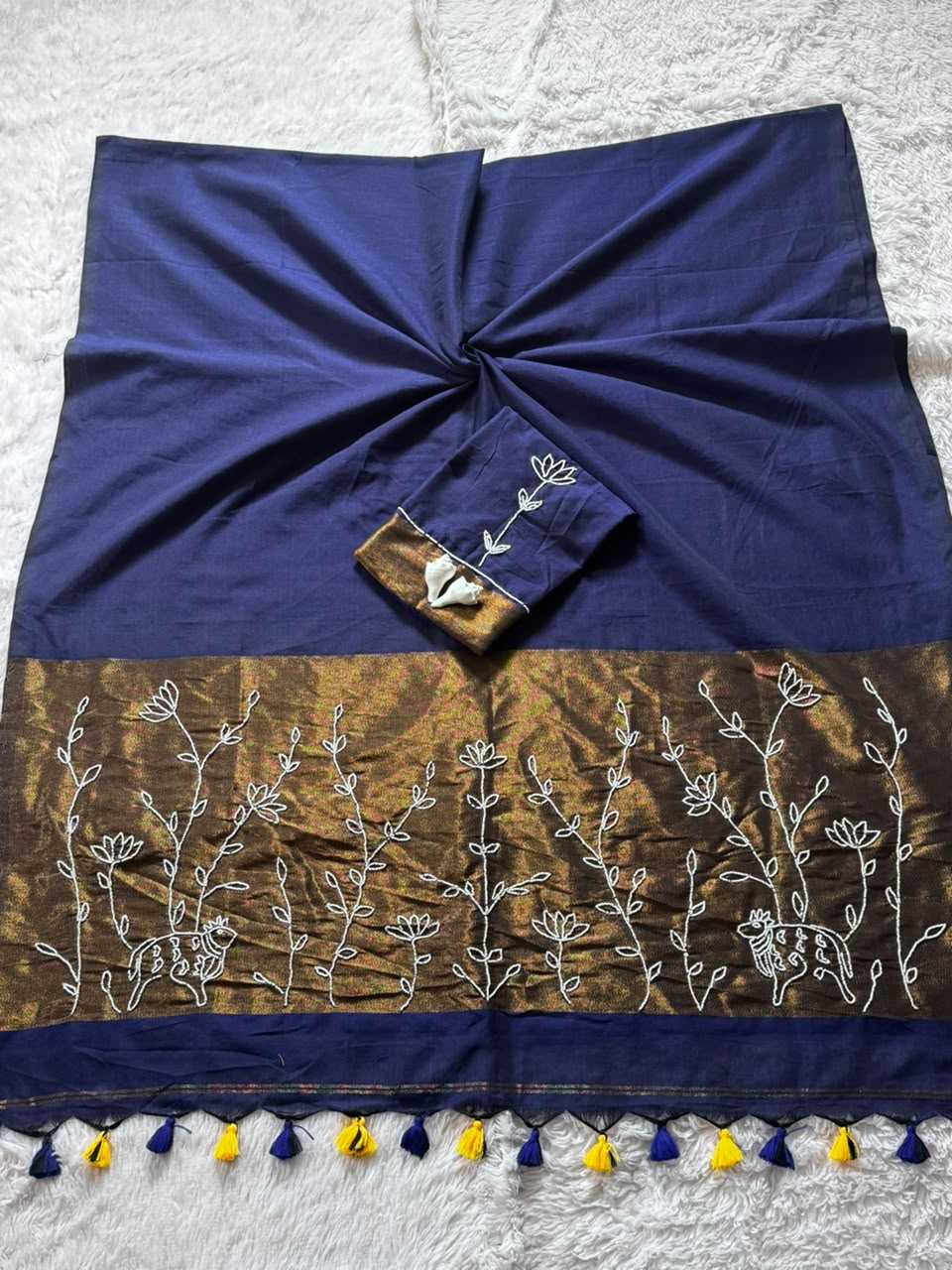 Cotton Designer Saree in Purple