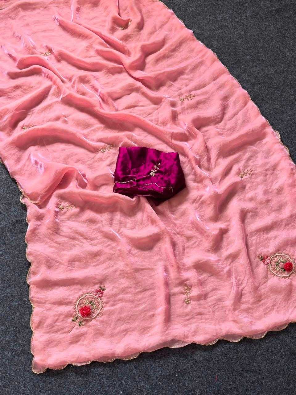 Satin Hand Work Saree