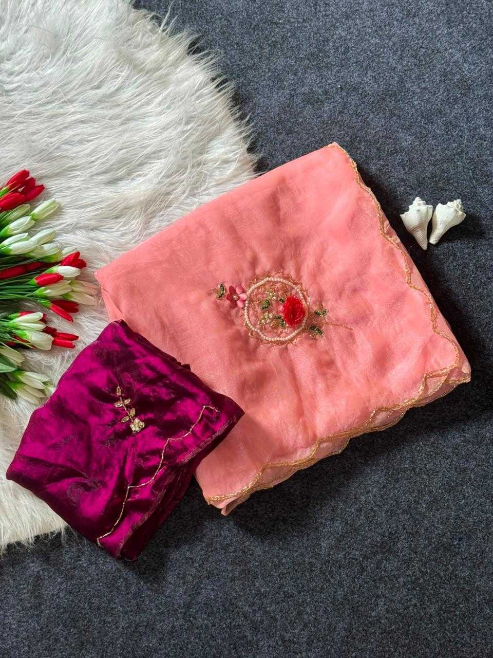 Satin Hand Work Saree
